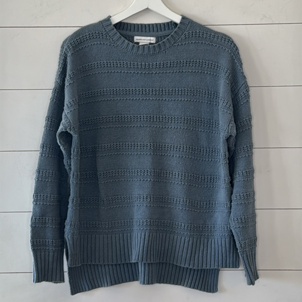 Cupcakes & Cashmere Blue Knit Cotton Blend Sweater Size Small